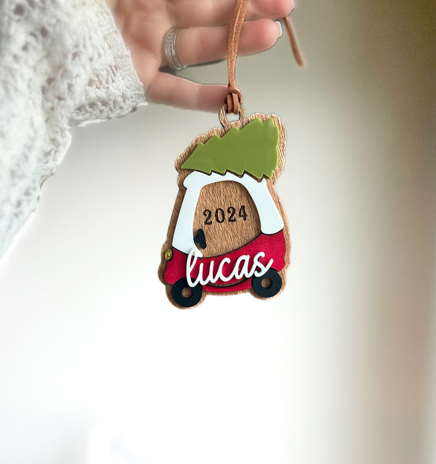 Personalized Cozy Coupe Children's Christmas Ornament