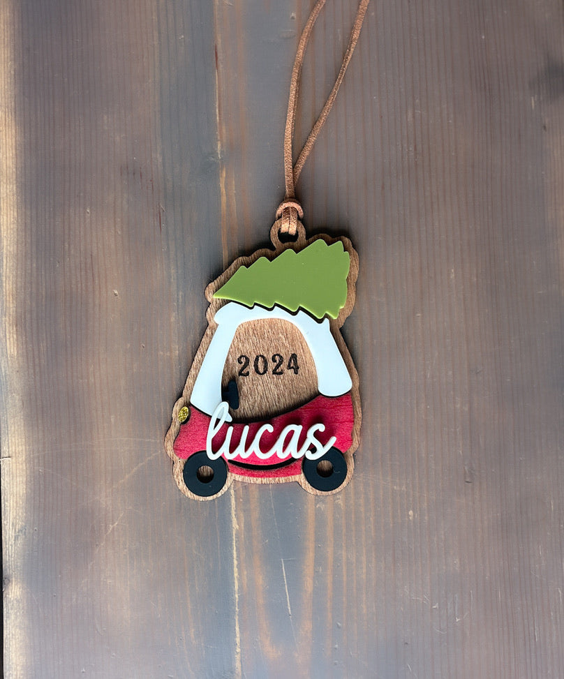 Personalized Cozy Coupe Children's Christmas Ornament