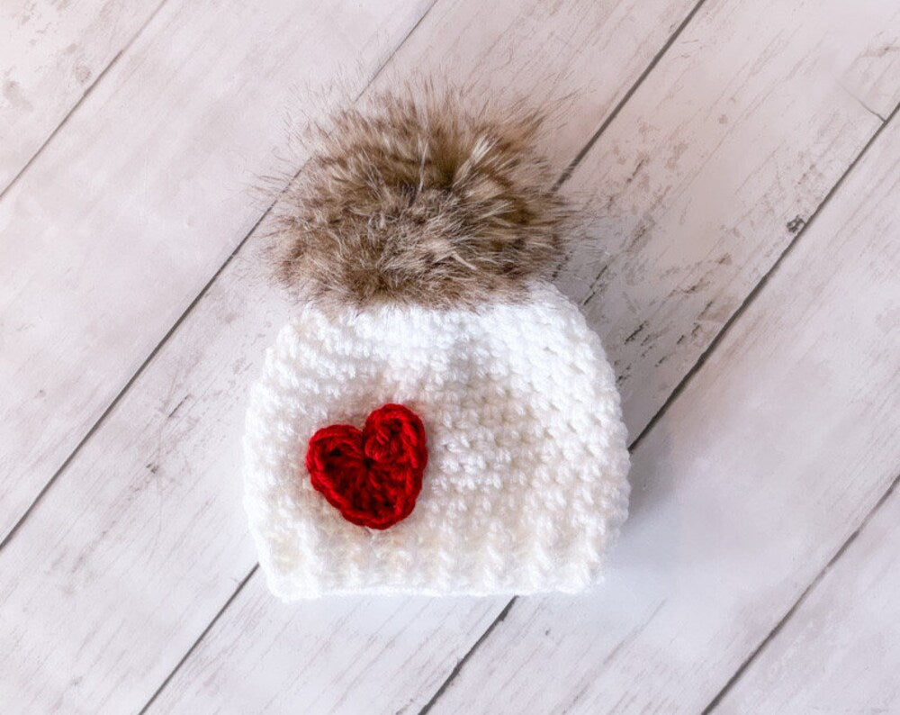 Baby girl hat - Winter white beanie