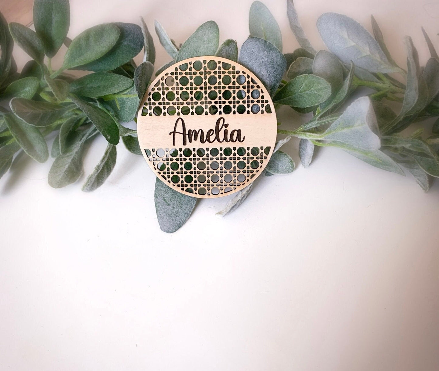 Newborn Name Announcement Sign- Rattan / Baby Name Announcement sign/ Hospital Name sign/ Newborn photo prop