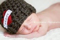 baby boy hat -Dark gray "Mom" hat/ newborn hat/