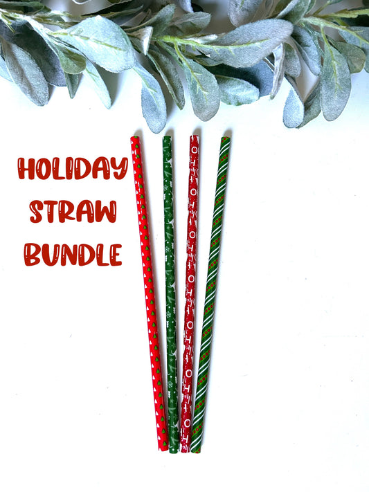 Holiday straw bundle- Christmas straws/ Printed straws/ Tumbler straws/ Reusable straws